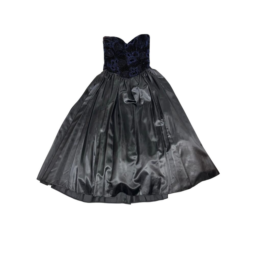 Gunne Sax Jessica McClintock Vintage Strapless Ball Gown Blue, Black 7